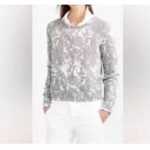 J Crew Gray Inkblot Paint Splatter Crew Neck Sweater Womens Medium Pullover